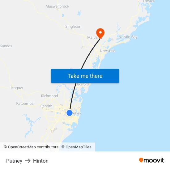 Putney to Hinton map