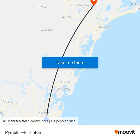 Pymble to Hinton map