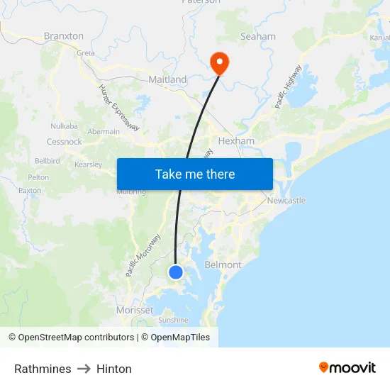 Rathmines to Hinton map