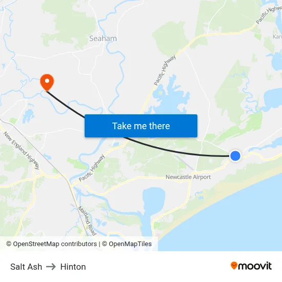 Salt Ash to Hinton map