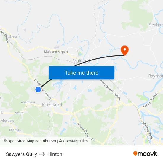 Sawyers Gully to Hinton map