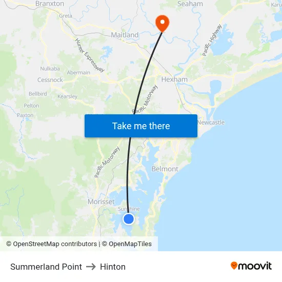Summerland Point to Hinton map