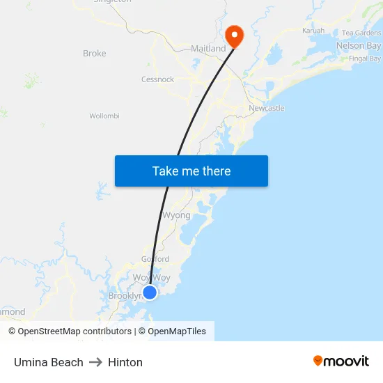 Umina Beach to Hinton map