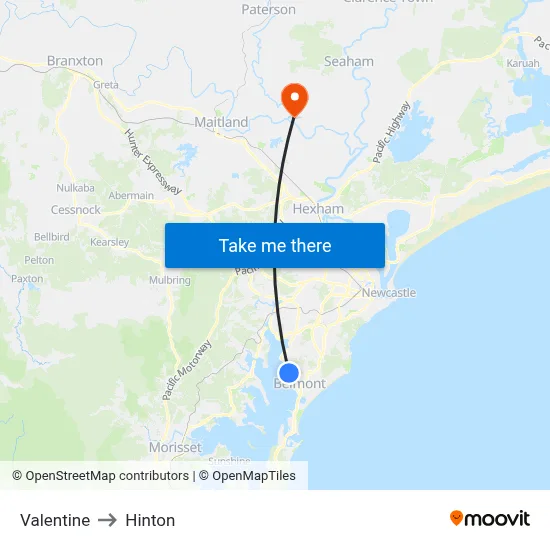 Valentine to Hinton map