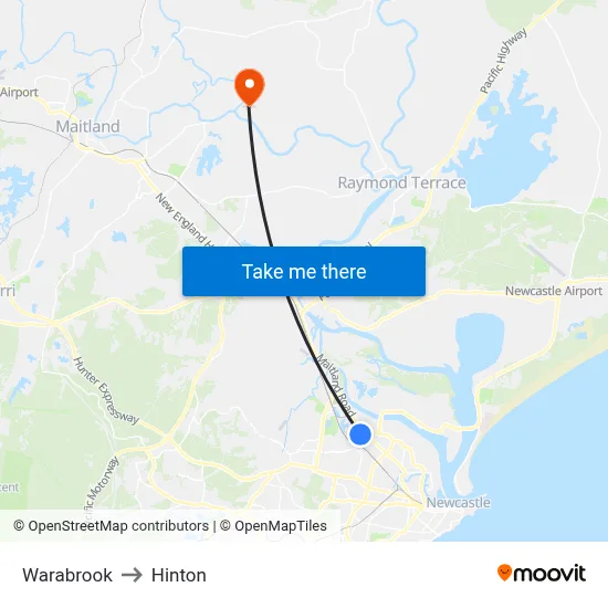 Warabrook to Hinton map