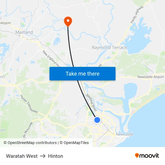 Waratah West to Hinton map