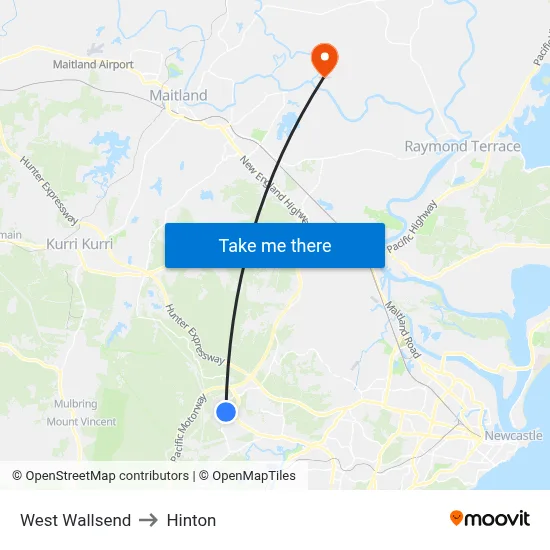 West Wallsend to Hinton map