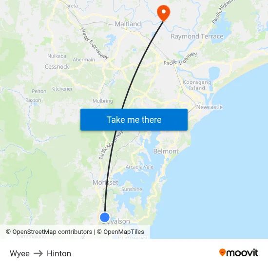 Wyee to Hinton map