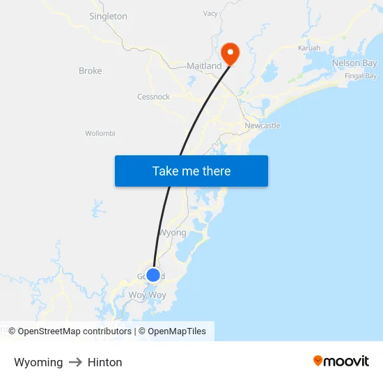 Wyoming to Hinton map