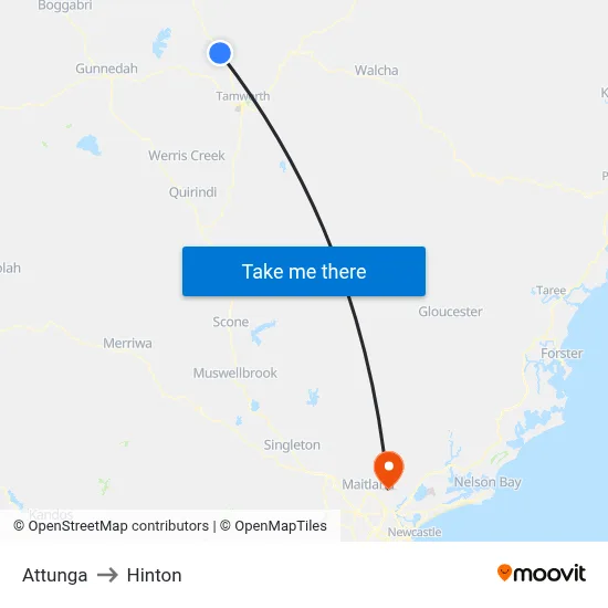 Attunga to Hinton map