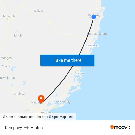 Kempsey to Hinton map