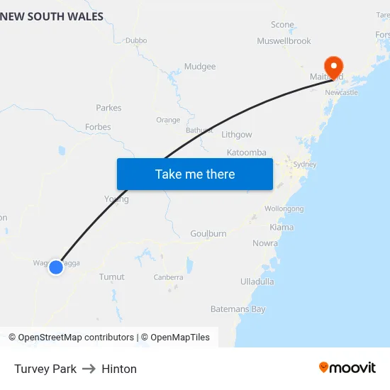 Turvey Park to Hinton map