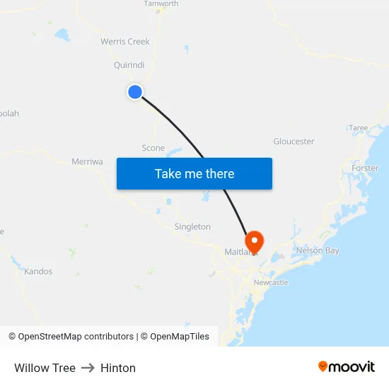 Willow Tree to Hinton map