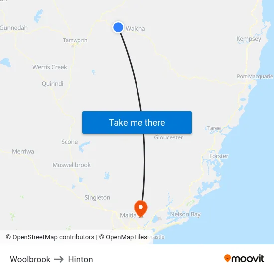 Woolbrook to Hinton map