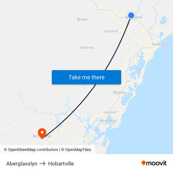 Aberglasslyn to Hobartville map