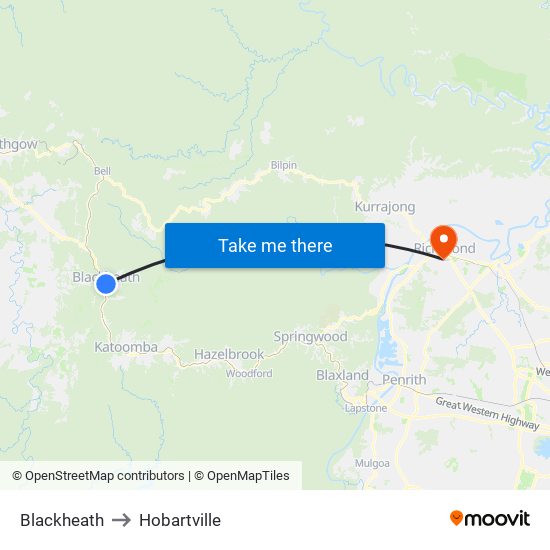 Blackheath to Hobartville map