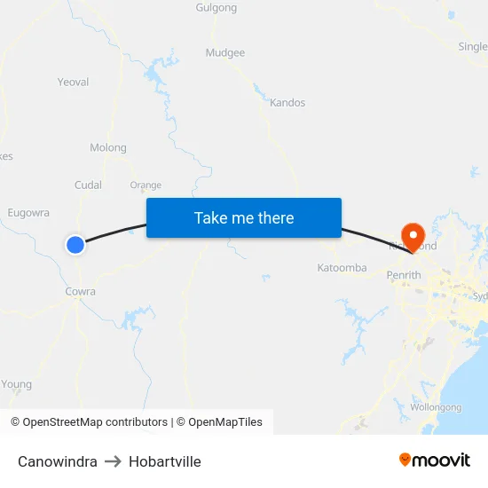 Canowindra to Hobartville map