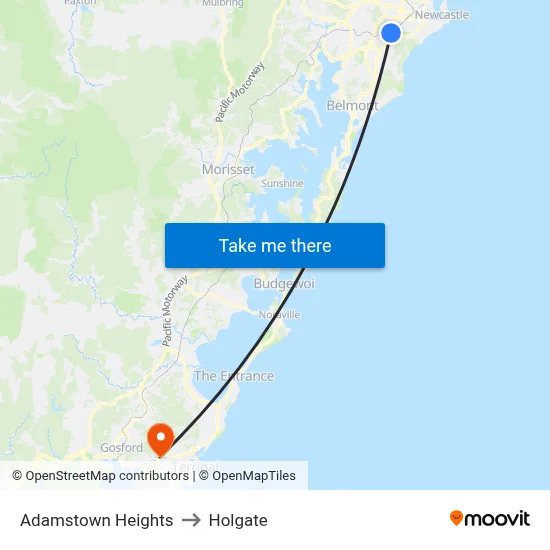 Adamstown Heights to Holgate map