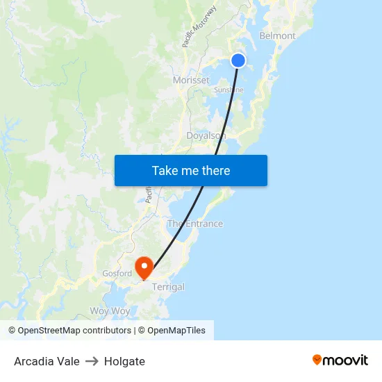Arcadia Vale to Holgate map