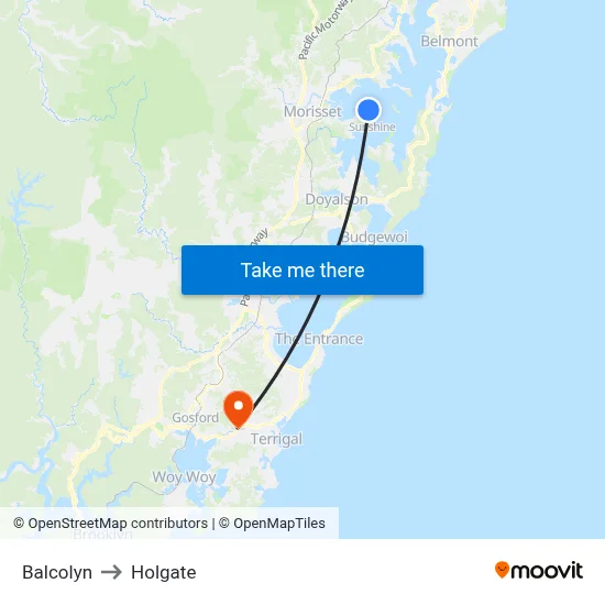 Balcolyn to Holgate map