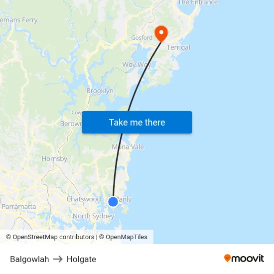 Balgowlah to Holgate map