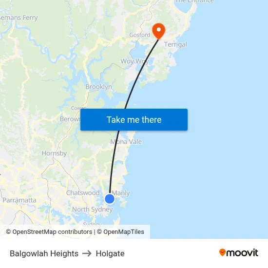 Balgowlah Heights to Holgate map
