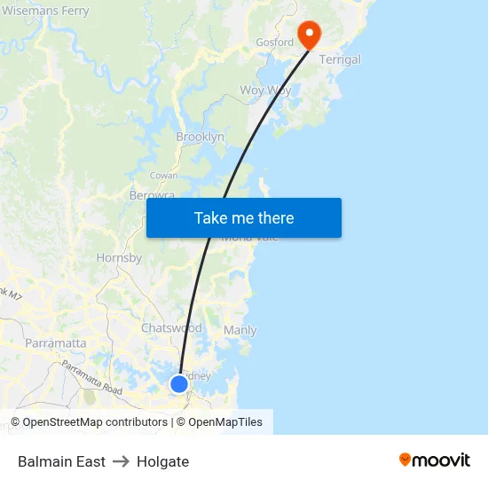 Balmain East to Holgate map