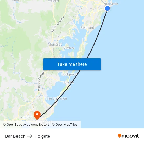 Bar Beach to Holgate map