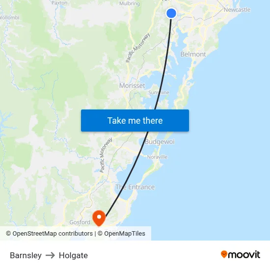 Barnsley to Holgate map