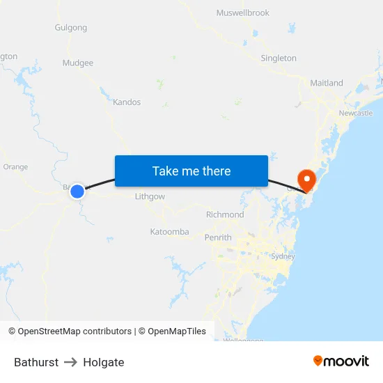 Bathurst to Holgate map