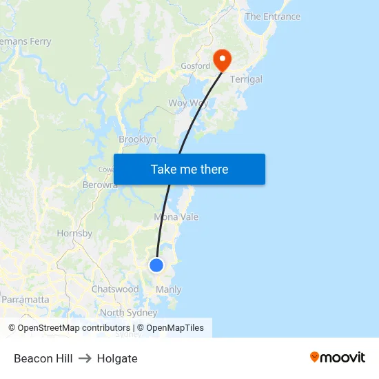 Beacon Hill to Holgate map