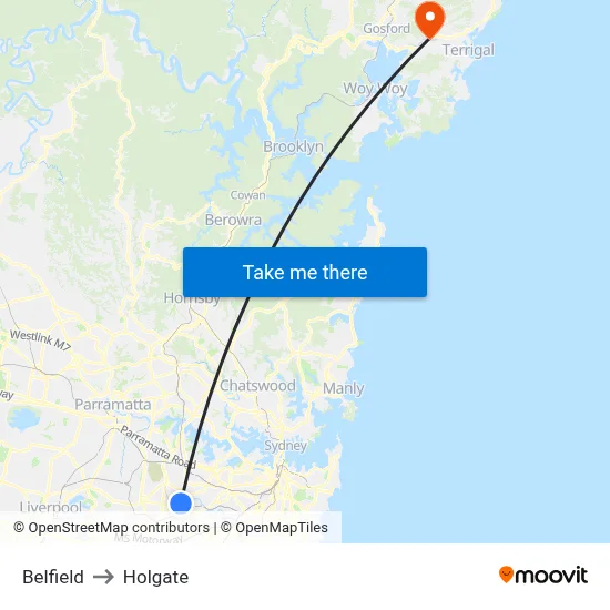 Belfield to Holgate map
