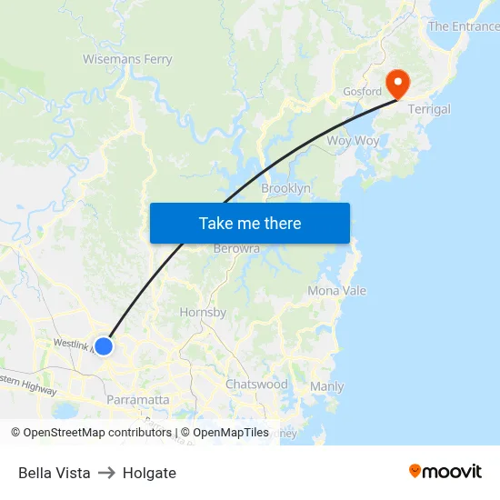 Bella Vista to Holgate map