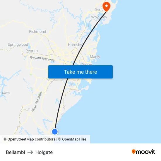 Bellambi to Holgate map