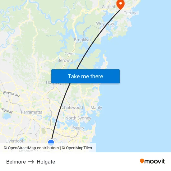 Belmore to Holgate map