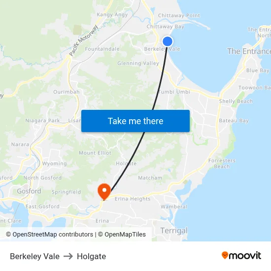 Berkeley Vale to Holgate map