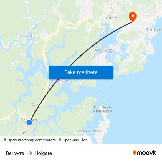 Berowra to Holgate map