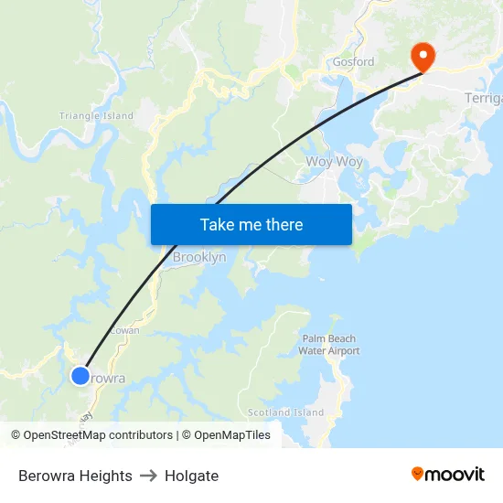 Berowra Heights to Holgate map