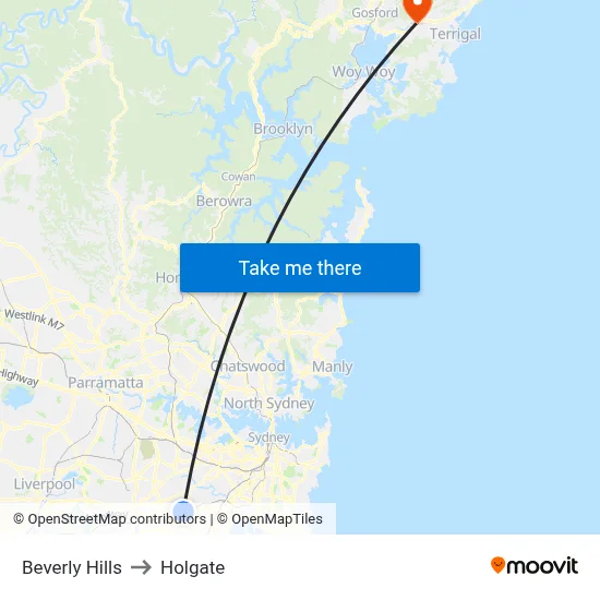 Beverly Hills to Holgate map