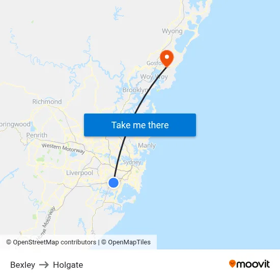Bexley to Holgate map
