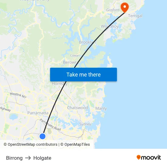 Birrong to Holgate map