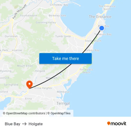 Blue Bay to Holgate map