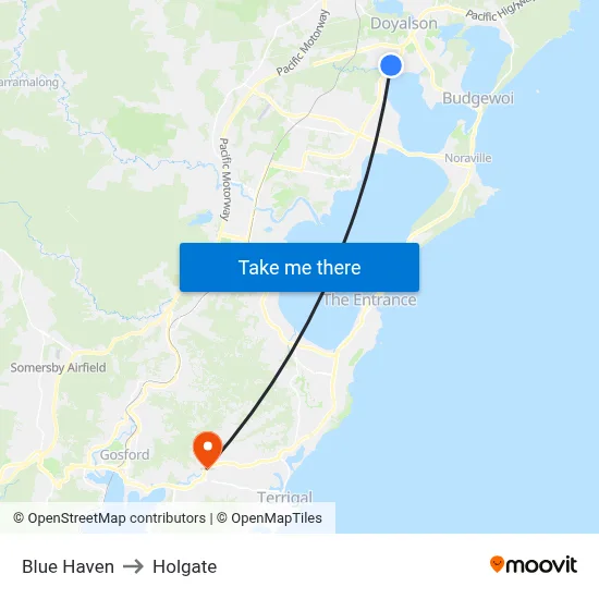 Blue Haven to Holgate map