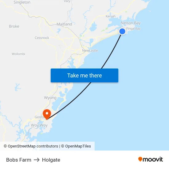 Bobs Farm to Holgate map