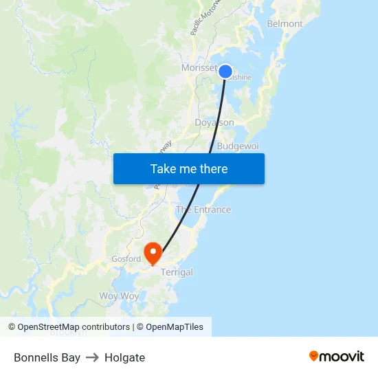 Bonnells Bay to Holgate map