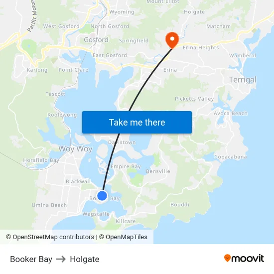 Booker Bay to Holgate map