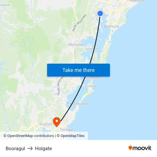 Booragul to Holgate map