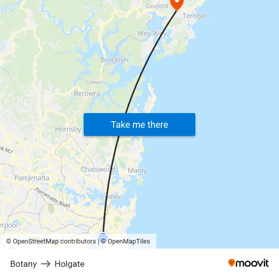 Botany to Holgate map