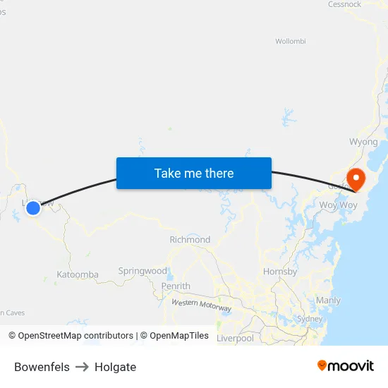 Bowenfels to Holgate map