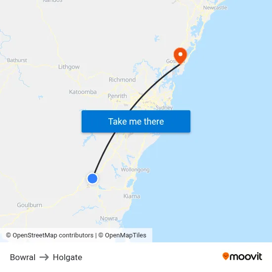 Bowral to Holgate map